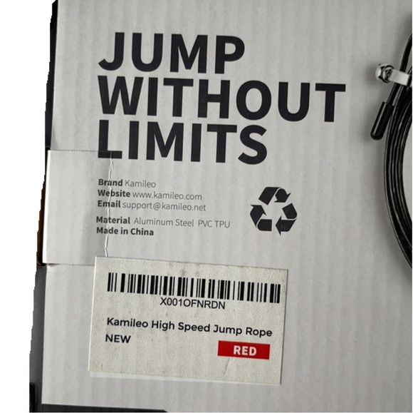 New Aluminum Steel PVC TPU Kamileo High Speed Red Jump Rope - Picture 3 of 10